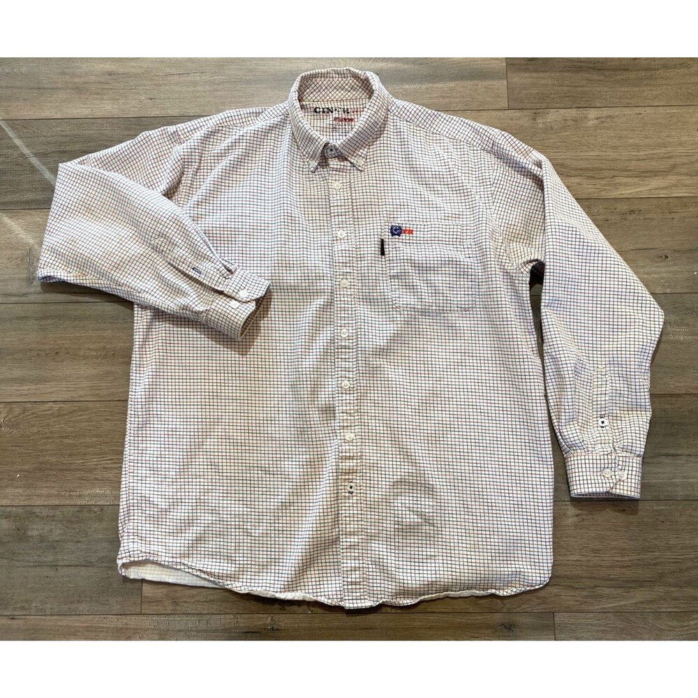 Cinch WRX FR Mens XXL Plaid Flame Resistant Button Up Long Sleeve Pocket Shirt